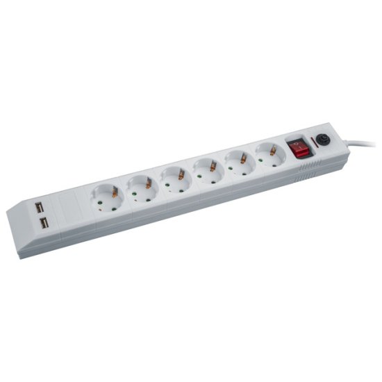 Сетевой фильтр NAVIGATOR 71 864 NSP-USB-06-180-ESC 3x1 6 гнезд 1,8м белый