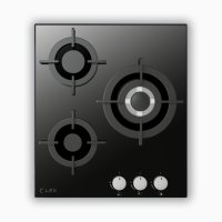 Поверхность газовая LEX GVG 430 BL 3 конфорки закаленное стекло/чугун черный