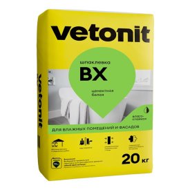 Шпатлевка цементная VETONIT VH белая финишн. влагост. 20кг