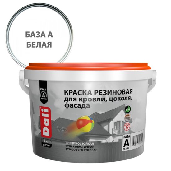 Краска акриловая DALI резиновая 3кг белая, арт.20710