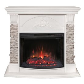Каминокомплект REALFLAME ATHENA GR STD/EUG/25.5/24 WT+EVRIKA 25.5 LED белый дуб МДФ/шпон/камень
