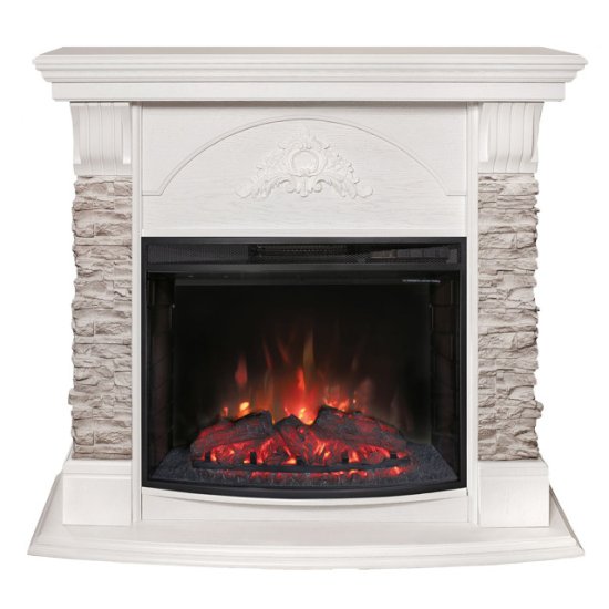 Каминокомплект REALFLAME ATHENA GR STD/EUG/25.5/24 WT+EVRIKA 25.5 LED белый дуб МДФ/шпон/камень