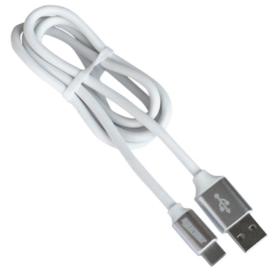 Дата-кабель USB-Type C 1м нейлон оплетка усиленный белый