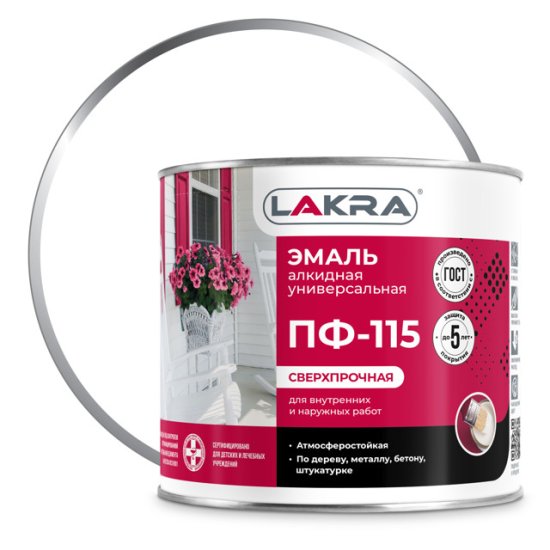Эмаль алкидная ЛАКРА ПФ-115 белая 1,9кг, арт.0007685