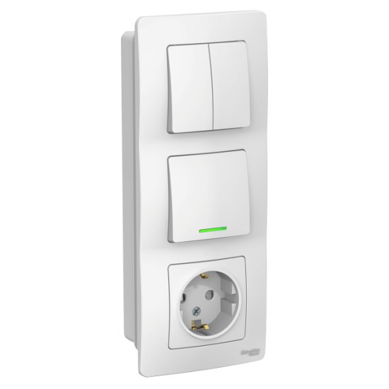 Блок SYSTEME ELECTRIC BLANCA выключатель 1-клавишный с индикацией / 2-клавишный выключатель /розет