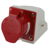Розетка силовая стационарная ЭРА 3Р+Е 16А 380В IP44 красный