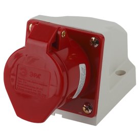 Розетка силовая стационарная ЭРА 3Р+Е 16А 380В IP44 красный