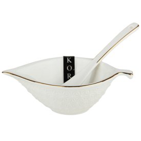 Икорница KORALL Снежная королева 13,5х7,5х5,5см с ложкой керамика