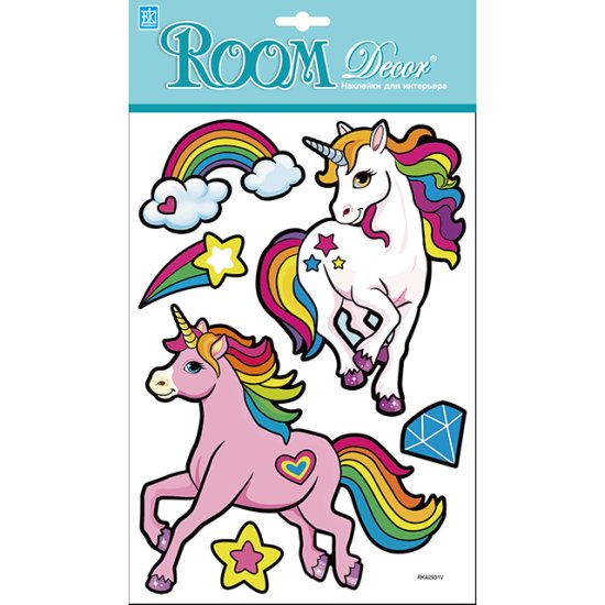 Наклейка ROOMDECOR Единороги голограмма 21х30см, арт.RKA 2931