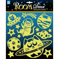Наклейка ROOMDECOR Галактика кошек светящаяся 25х25см, арт.RKA 3404