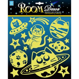 Наклейка ROOMDECOR Галактика кошек светящаяся 25х25см, арт.RKA 3404