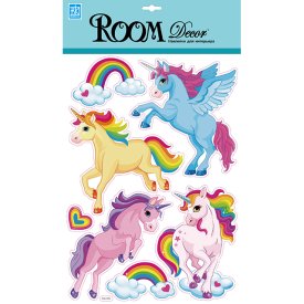 Наклейка ROOMDECOR Радужные единороги 30х42см, арт.POA 1079