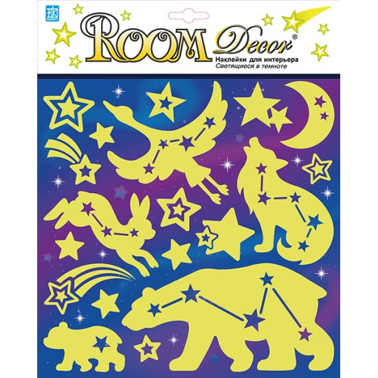 Наклейка ROOMDECOR Светящиеся созвездия 25х25см, арт.RKA 3407