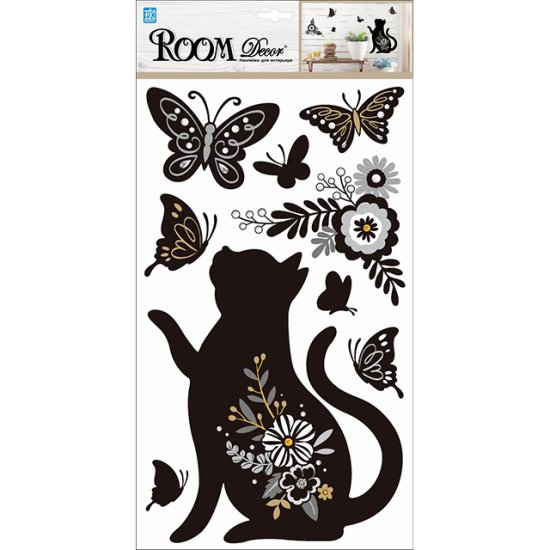 Наклейка ROOMDECOR Милая кошечка 24х41см, арт.PLA 0910