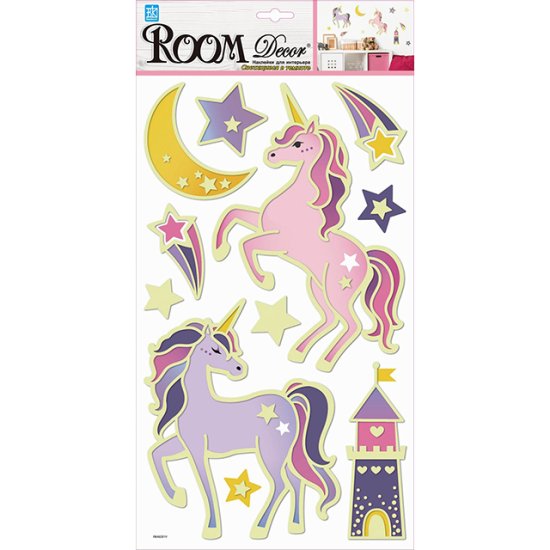 Наклейка ROOMDECOR Единорог день-ночь 24х41см, арт.RKA 8201