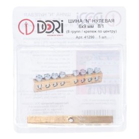 Шина нулевая DORI N 8 отверстий 1шт латунь