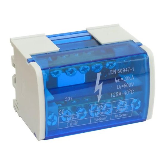 Шина нулевая DORI на Din-рейку в корпусе 2 шины по 7 отверстий