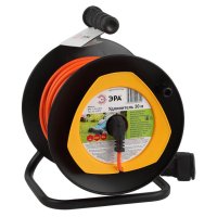 Удлинитель на пластиковой катушке ЭРА 1 гнездо ПВС б/з IP20 2х1мм 30м черный