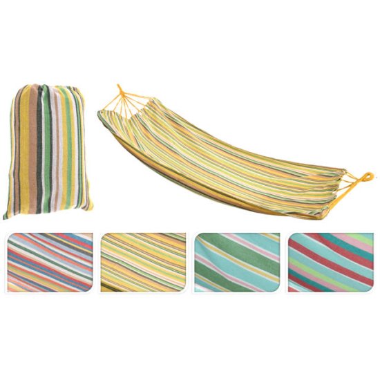 Гамак 200х100см до 120кг с сумкой полосатый в асс-те