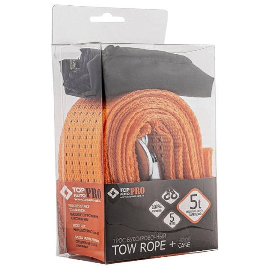 Трос буксировочный TOP AUTO Премиум 50мм 5м 5т 2крюка сумка-чехол