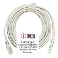 Патч-корд DORI UTP4 cat5e литой 5м серый