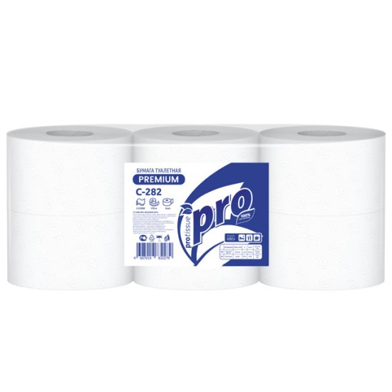 Бумага туалетная PROTISSUE Premium 6шт/уп  2-слойные 170м 12,5х9,6см