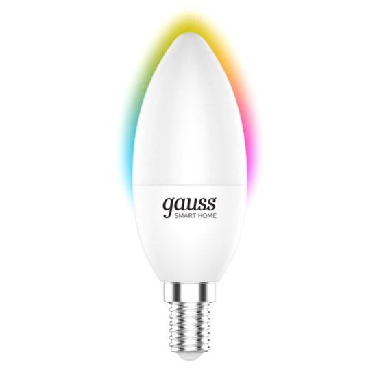 Лампа GAUSS Smart Home 5Вт Е14 LED 470Лм 2700/6500К С37 RGBW свеча дим