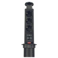Блок 3 поста ТЗ - GLS Pop-Up Compact выдвижной вертикальный с 2 USB черный