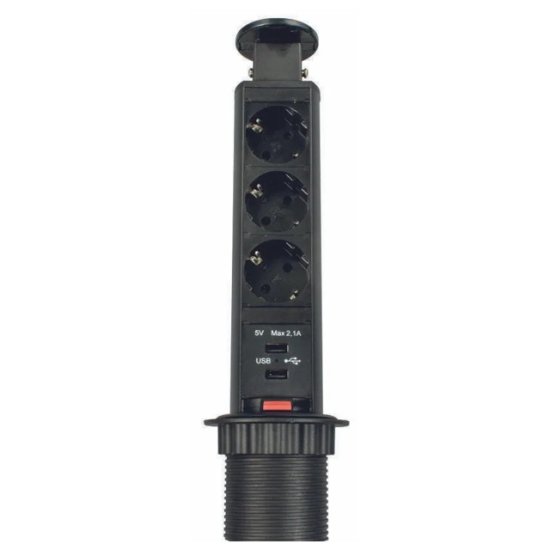 Блок 3 поста ТЗ - GLS Pop-Up Compact выдвижной вертикальный с 2 USB черный