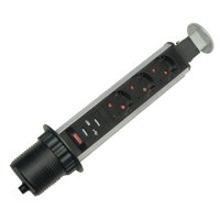 Блок 3 поста ТЗ - GLS Pop-Up Compact выдвижной вертикальный с 2 USB серебристый