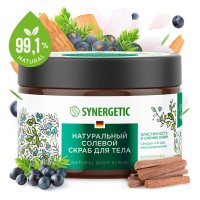 Скраб для тела SYNERGETIC Сандал и Ягоды можжевельника солевой 300мл