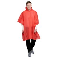 Дождевик-пончо one size на кнопках в мешке красный ПЕВА