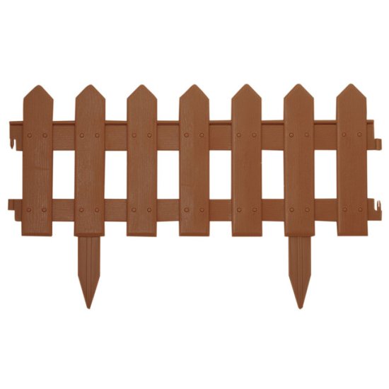 Ограждение садовое Палисадник 1,9м 20см 4шт пластик коричневый