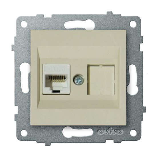 Розетка 1 пост компьютерная OVIVO Лофт CAT6 крем