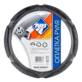 Оплетка руля NOVA BRIGHT M 37-39см экокожа спонжевая черная