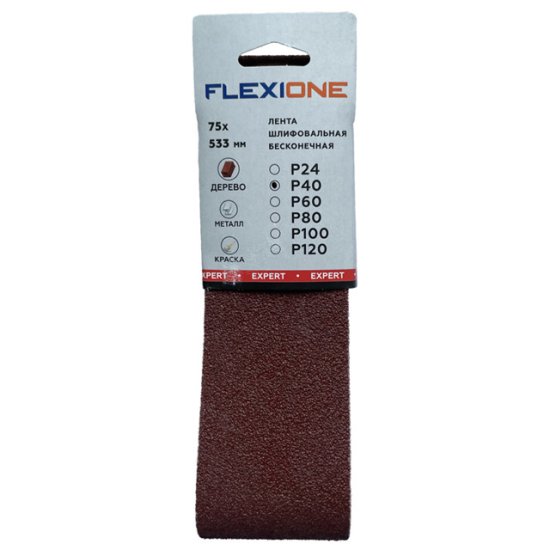 Лента шлифовальная FLEXIONE Expert 75х533мм P40 3шт
