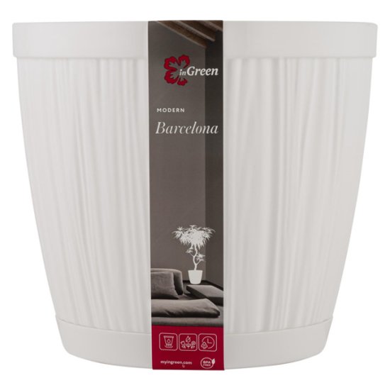 Горшок для цветов InGreen BARCELONA 9,6л d27см h24см белый пластик