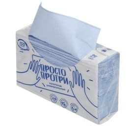 Полотенца бумажные  ПРОСТО ПРОТРИ листовые 2-слойные 150листов 21х23см Z-сложения