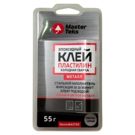 Клей эпоксидный MASTERTEKS Холодная Сварка пластилин  для металла 55г светло-серый, арт.9753190