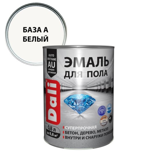 Эмаль алкидно-уретановая DALI база А для пола 0,8л белая, арт.12300