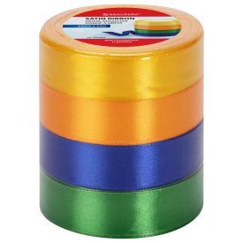 Лента атласная BRAUBERG N2 25мм 23м 4шт микс