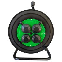 Катушка СВЕТ 4 розетки с крышкой IP44 черный