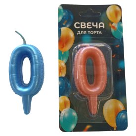 Свеча для торта Воздушный шарик Цифра 0 3х7см 1ч/г в ассортименте