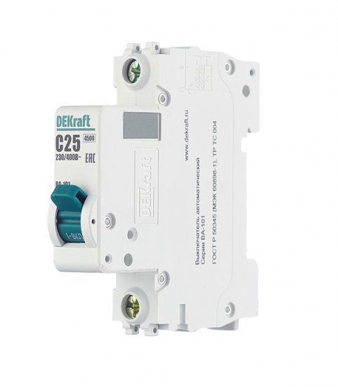 Автоматический выключатель модульный Dekraft BA-101 1P 25А тип C 4,5 кА 230/400 В (11056DEK)