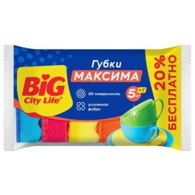 Набор губок BIG SITY LIFE Максима 5+1шт поролон, фибра