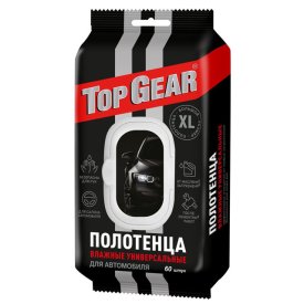 Полотенца влажные автомобильные TOP GEAR XL 25х18см 60шт