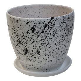 Горшок керамический с поддоном Абстракция 1,4л d14см серый