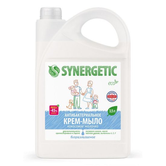 Мыло жидкое SYNERGETIC Антибактериальное Кокосовое молочко 3,5л
