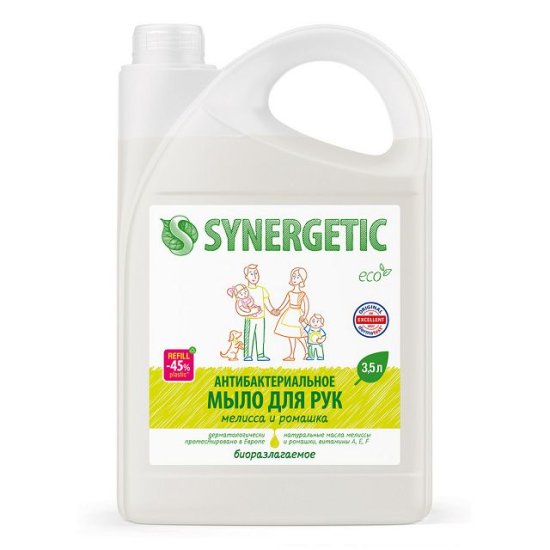 Мыло жидкое SYNERGETIC Антибактериальное Мелисса и Ромашка 3,5л