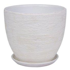 Горшок керамический с поддоном Лофт 5л d22см h19,5см высокий овал белый